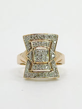 Load image into Gallery viewer, 1915: Vintage: 9ct Gold Art Deco Style 37 Diamonds Panel Ring- Hallmarked in London
