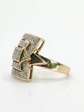 Load image into Gallery viewer, 1915: Vintage: 9ct Gold Art Deco Style 37 Diamonds Panel Ring- Hallmarked in London
