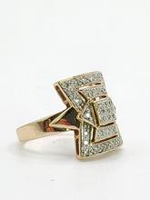 Load image into Gallery viewer, 1915: Vintage: 9ct Gold Art Deco Style 37 Diamonds Panel Ring- Hallmarked in London
