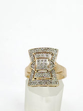 Load image into Gallery viewer, 1915: Vintage: 9ct Gold Art Deco Style 37 Diamonds Panel Ring- Hallmarked in London
