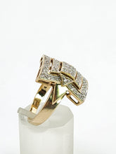 Load image into Gallery viewer, 1915: Vintage: 9ct Gold Art Deco Style 37 Diamonds Panel Ring- Hallmarked in London
