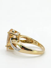 Cargar imagen en el visor de la galería, 1973: Vintage : 9ct Gold Pink Morganite Diamonds Cocktail Ring- Divine
