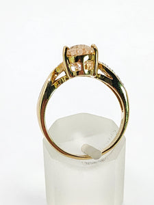 1973: Vintage : 9ct Gold Pink Morganite Diamonds Cocktail Ring- Divine