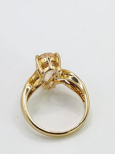 1973: Vintage : 9ct Gold Pink Morganite Diamonds Cocktail Ring- Divine