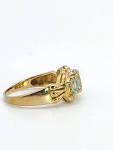 Cargar imagen en el visor de la galería, 1980: Vintage; 9ct Gold Blue Aquamarines Trilogy Ring- beautifully balanced blue
