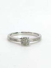 Load image into Gallery viewer, 1992: Vintage: 9ct White Gold 11 Natural Diamonds Dress/Stacker Ring- Petite, sparkling beauty
