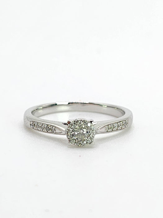 1992: Vintage: 9ct White Gold 11 Natural Diamonds Dress/Stacker Ring- Petite, sparkling beauty