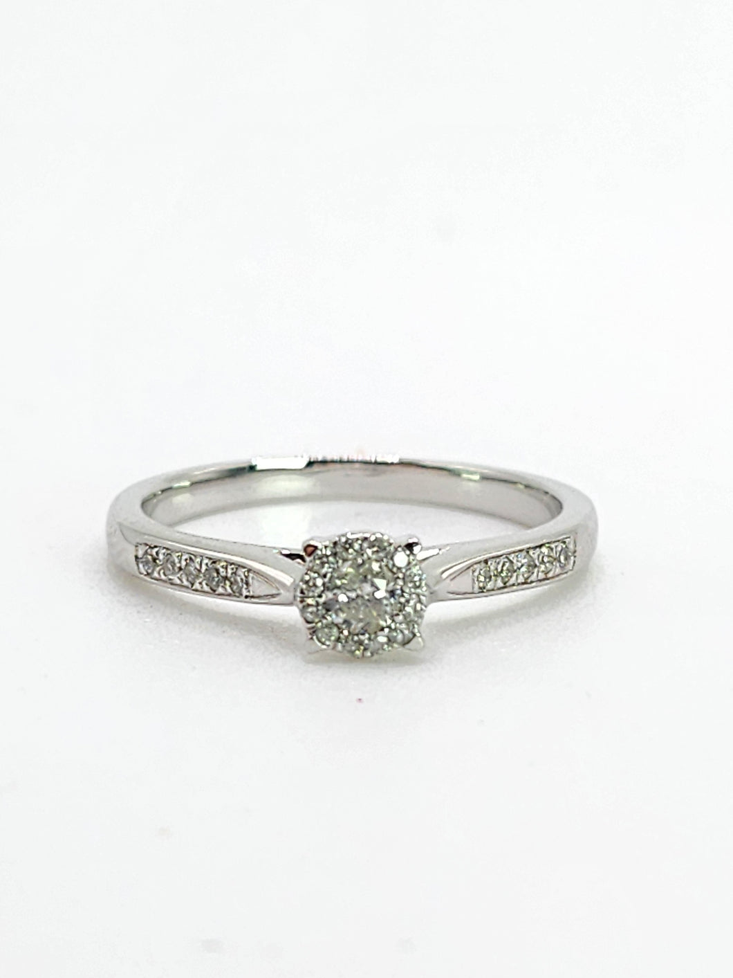 1992: Vintage: 9ct White Gold 11 Natural Diamonds Dress/Stacker Ring- Petite, sparkling beauty