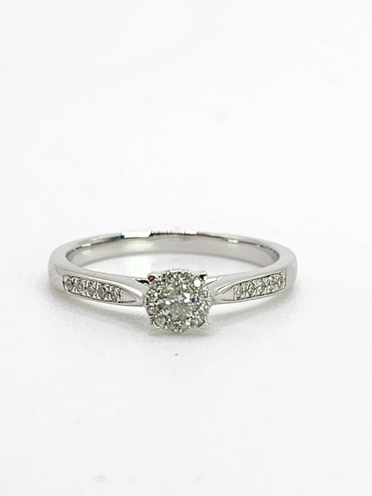 1992: Vintage: 9ct White Gold 11 Natural Diamonds Dress/Stacker Ring- Petite, sparkling beauty