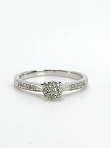 1992: Vintage: 9ct White Gold 11 Natural Diamonds Dress/Stacker Ring- Petite, sparkling beauty