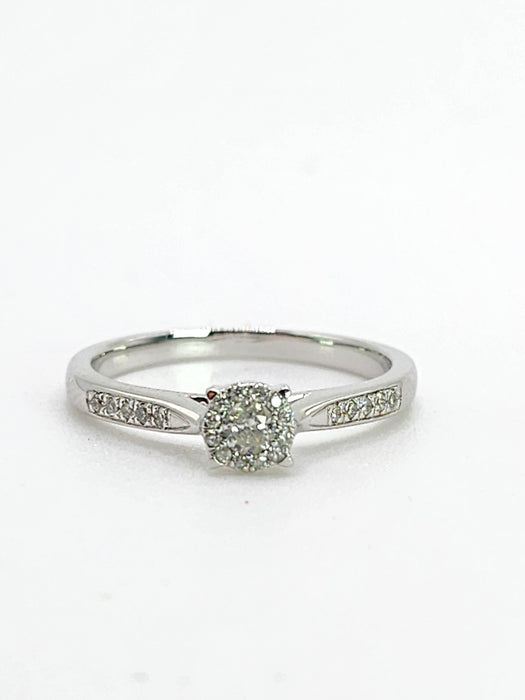 1992: Vintage: 9ct White Gold 11 Natural Diamonds Dress/Stacker Ring- Petite, sparkling beauty