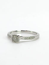 Load image into Gallery viewer, 1992: Vintage: 9ct White Gold 11 Natural Diamonds Dress/Stacker Ring- Petite, sparkling beauty
