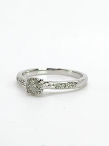 1992: Vintage: 9ct White Gold 11 Natural Diamonds Dress/Stacker Ring- Petite, sparkling beauty