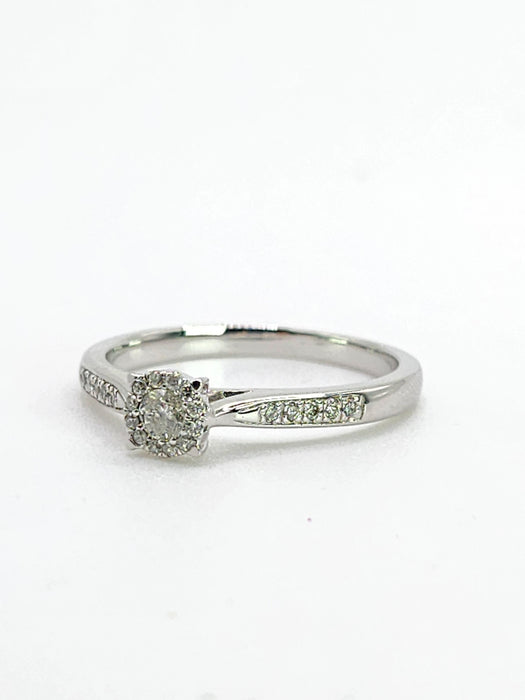 1992: Vintage: 9ct White Gold 11 Natural Diamonds Dress/Stacker Ring- Petite, sparkling beauty