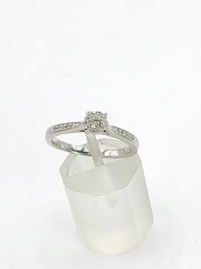 1992: Vintage: 9ct White Gold 11 Natural Diamonds Dress/Stacker Ring- Petite, sparkling beauty