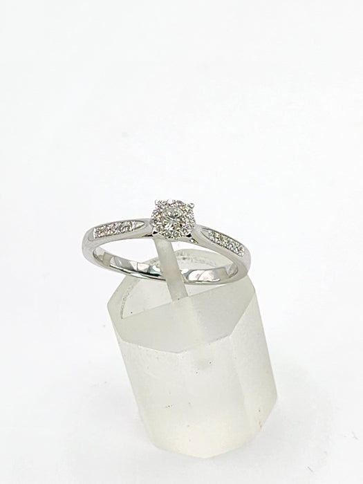 1992: Vintage: 9ct White Gold 11 Natural Diamonds Dress/Stacker Ring- Petite, sparkling beauty