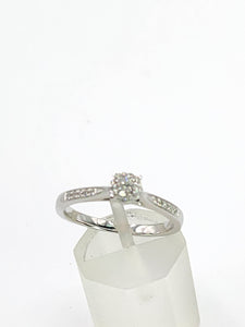 1992: Vintage: 9ct White Gold 11 Natural Diamonds Dress/Stacker Ring- Petite, sparkling beauty