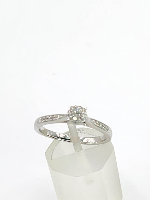 1992: Vintage: 9ct White Gold 11 Natural Diamonds Dress/Stacker Ring- Petite, sparkling beauty