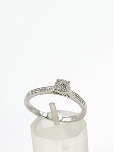 1992: Vintage: 9ct White Gold 11 Natural Diamonds Dress/Stacker Ring- Petite, sparkling beauty