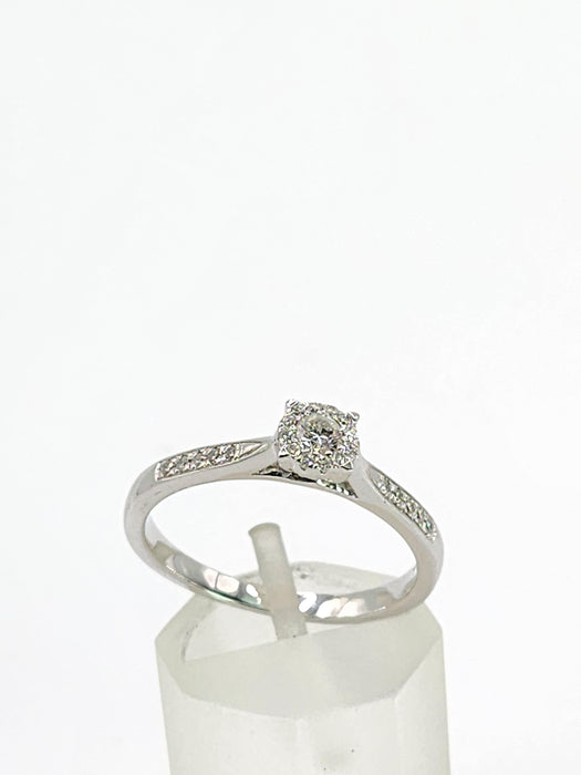 1992: Vintage: 9ct White Gold 11 Natural Diamonds Dress/Stacker Ring- Petite, sparkling beauty
