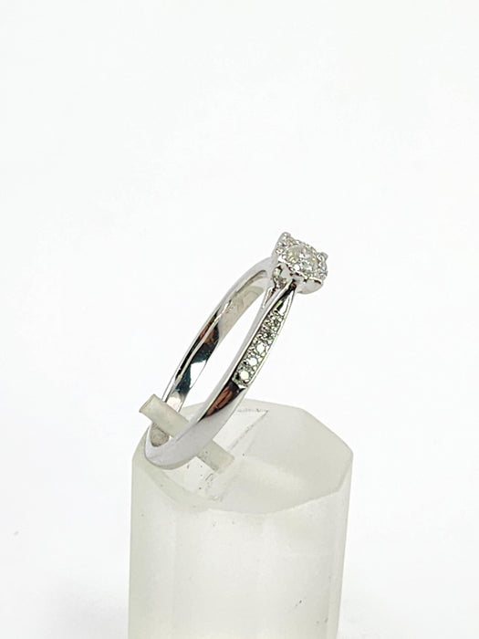 1992: Vintage: 9ct White Gold 11 Natural Diamonds Dress/Stacker Ring- Petite, sparkling beauty