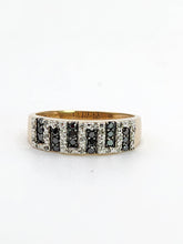 Cargar imagen en el visor de la galería, 2006: Vintage: 9ct Gold Greek Key Pattern Black  &amp; White Diamonds Ring- Sparkling natural diamonds
