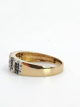 Cargar imagen en el visor de la galería, 2006: Vintage: 9ct Gold Greek Key Pattern Black  &amp; White Diamonds Ring- Sparkling natural diamonds
