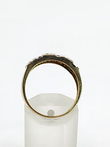 2006: Vintage: 9ct Gold Greek Key Pattern Black  & White Diamonds Ring- Sparkling natural diamonds
