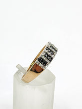 Cargar imagen en el visor de la galería, 2006: Vintage: 9ct Gold Greek Key Pattern Black  &amp; White Diamonds Ring- Sparkling natural diamonds
