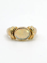Load image into Gallery viewer, 2008: Vintage; 9ct Gold Large Cabochon White Opal Signet Ring- colourful statement
