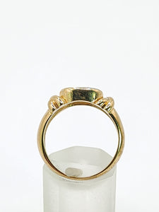 2008: Vintage; 9ct Gold Large Cabochon White Opal Signet Ring- colourful statement
