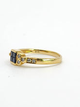 Cargar imagen en el visor de la galería, 2010: Vintage: 18ct Gold French Blue Sapphires Diamonds Dress/Stacker Ring- demure, sparkling
