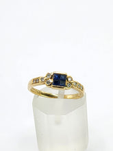 Cargar imagen en el visor de la galería, 2010: Vintage: 18ct Gold French Blue Sapphires Diamonds Dress/Stacker Ring- demure, sparkling

