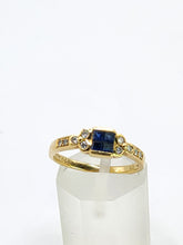 Cargar imagen en el visor de la galería, 2010: Vintage: 18ct Gold French Blue Sapphires Diamonds Dress/Stacker Ring- demure, sparkling
