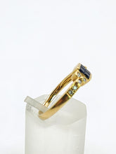 Cargar imagen en el visor de la galería, 2010: Vintage: 18ct Gold French Blue Sapphires Diamonds Dress/Stacker Ring- demure, sparkling
