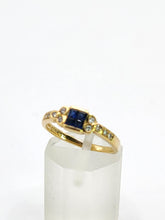 Cargar imagen en el visor de la galería, 2010: Vintage: 18ct Gold French Blue Sapphires Diamonds Dress/Stacker Ring- demure, sparkling
