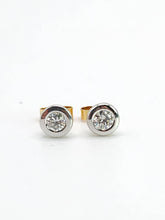Load image into Gallery viewer, 0139: Vintage: 18ct White Yellow Gold &amp; Cut Diamond (0.43ct) Stud Earrings- Pristine
