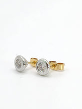 Load image into Gallery viewer, 0139: Vintage: 18ct White Yellow Gold &amp; Cut Diamond (0.43ct) Stud Earrings- Pristine
