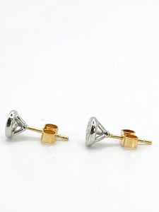 0139: Vintage: 18ct White Yellow Gold & Cut Diamond (0.43ct) Stud Earrings- Pristine