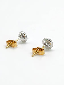 0139: Vintage: 18ct White Yellow Gold & Cut Diamond (0.43ct) Stud Earrings- Pristine