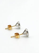 Load image into Gallery viewer, 0139: Vintage: 18ct White Yellow Gold &amp; Cut Diamond (0.43ct) Stud Earrings- Pristine
