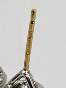 0139: Vintage: 18ct White Yellow Gold & Cut Diamond (0.43ct) Stud Earrings- Pristine