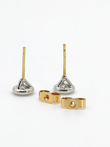 0139: Vintage: 18ct White Yellow Gold & Cut Diamond (0.43ct) Stud Earrings- Pristine