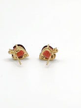 Load image into Gallery viewer, 1180: Vintage: 9ct Gold Heart-Cut Garnet Diamond Stud Earrings- Lovely
