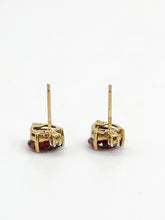 Load image into Gallery viewer, 1180: Vintage: 9ct Gold Heart-Cut Garnet Diamond Stud Earrings- Lovely
