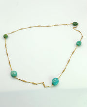 Load image into Gallery viewer, 1903: Antique: Victorian 9ct Gold Turquoise Necklace (61cm) &amp; Bracelet (18cm) Set
