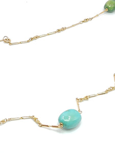 1903: Antique: Victorian 9ct Gold Turquoise Necklace (61cm) & Bracelet (18cm) Set