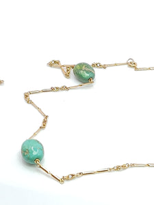 1903: Antique: Victorian 9ct Gold Turquoise Necklace (61cm) & Bracelet (18cm) Set