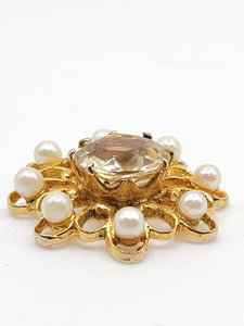 1908: Vintage & Old 9ct Gold Yellow Citrine Seed Peals Pendant- Gorgeous symmetry