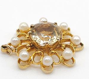 1908: Vintage & Old 9ct Gold Yellow Citrine Seed Peals Pendant- Gorgeous symmetry
